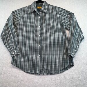 Roper Mens Plaid Button‎ Up Long Sleeve Western Shirt - Green, White, Casual